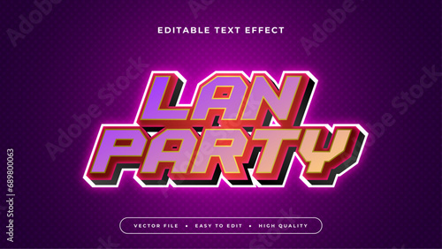 Purple violet red and peach LAN party 3d editable text effect - font style