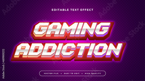 Purple violet red and white gaming addiction 3d editable text effect - font style