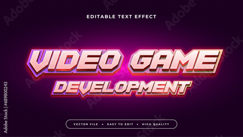 Black red and purple violet video game development 3d editable text effect - font style