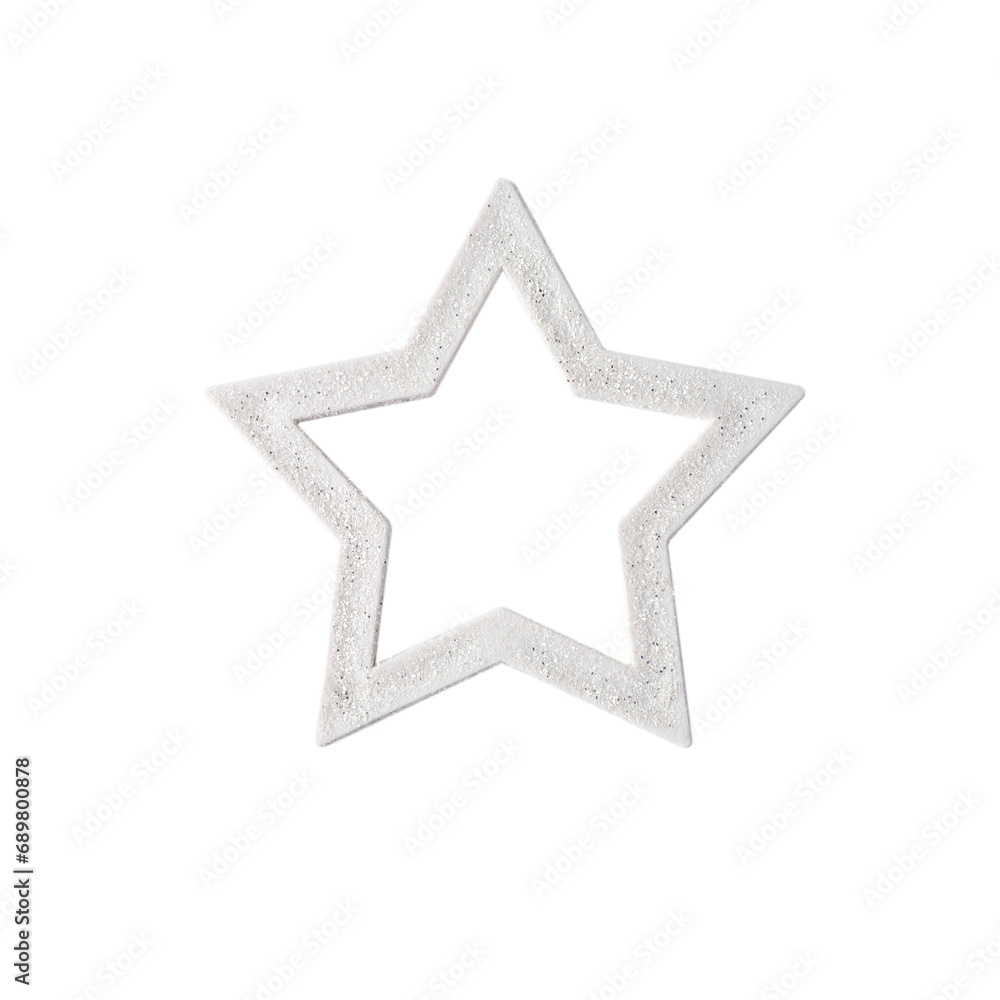White with glitter Christmas star close-up White with glitter Christmas star close-up