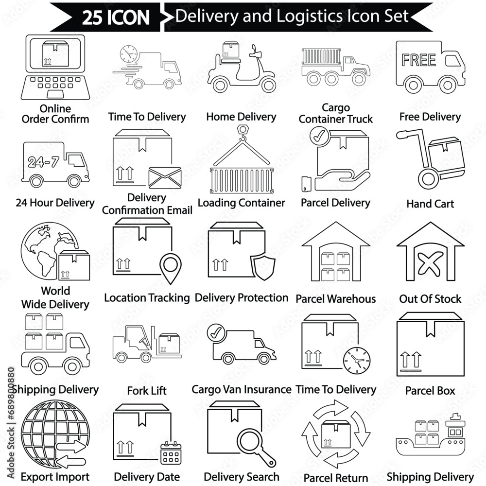 Delivery and Logistics Line Icon Set Delivery and Logistics Line Icon Set