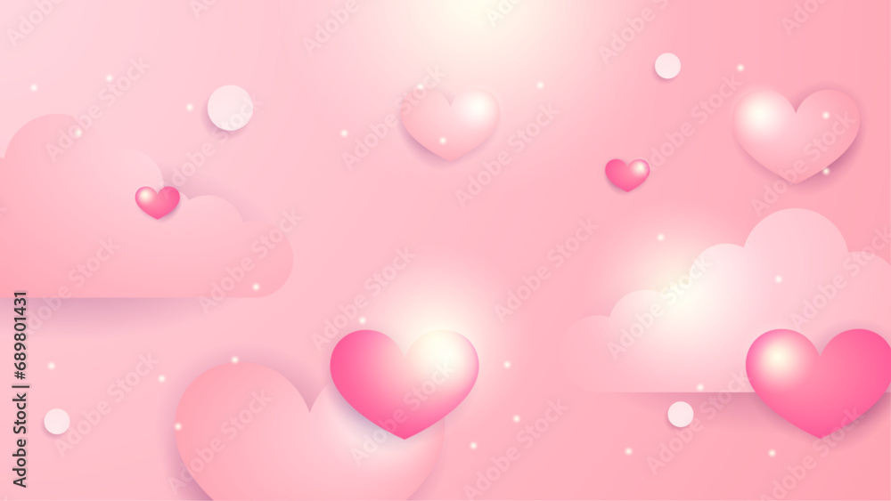 Happy valentine day with creative love composition of the hearts. Vector illustration Pink vector realistic modern love background with heart element