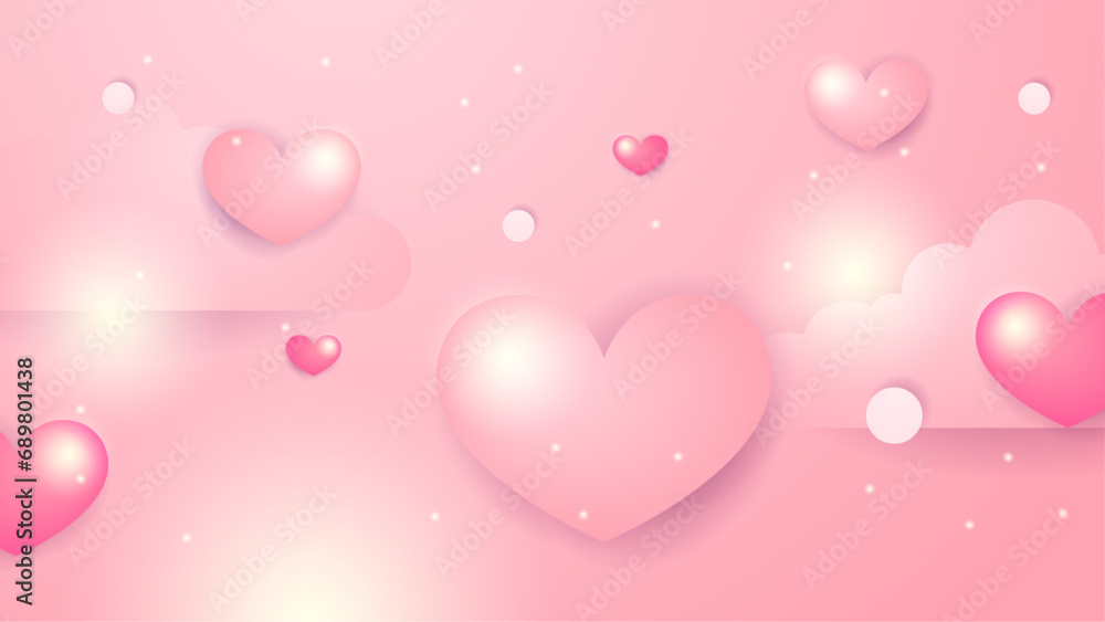 Happy valentine day with creative love composition of the hearts. Vector illustration Pink vector love background with realistic hearts element