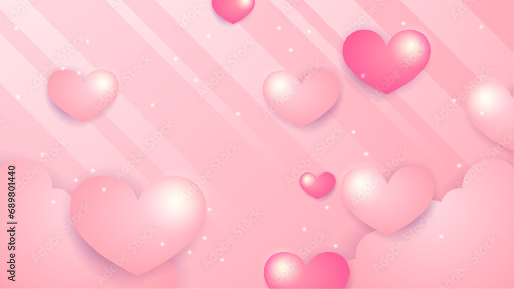 Happy valentine day with creative love composition of the hearts. Vector illustration Pink vector decorative heart background illustration