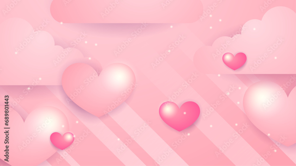 Happy valentine day with creative love composition of the hearts. Vector illustration Pink vector heart and love background