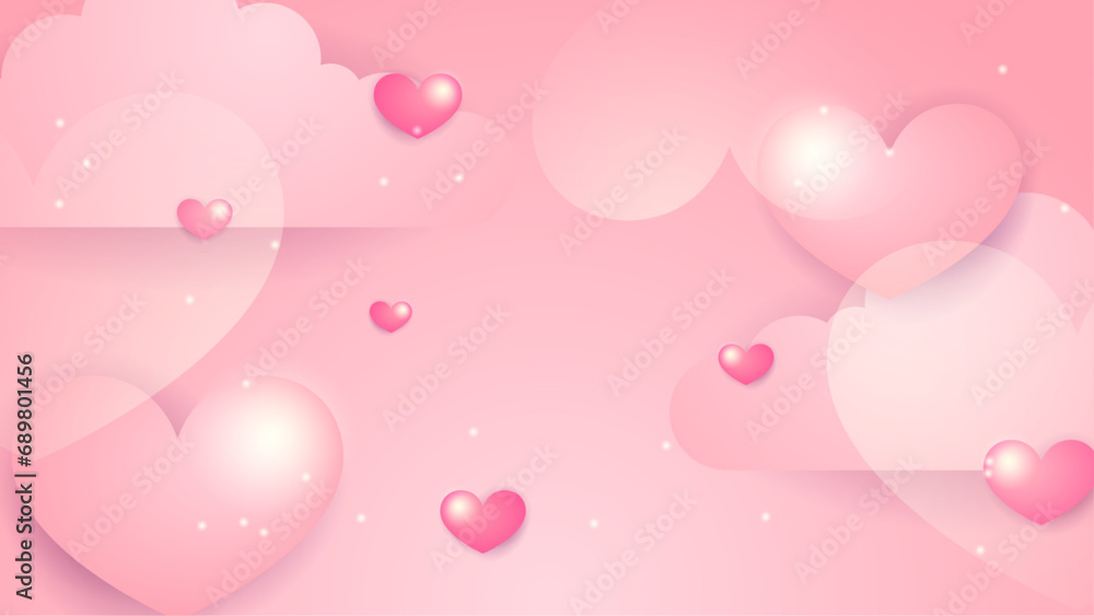 Happy valentine day with creative love composition of the hearts. Vector illustration Pink vector realistic modern love background with heart element