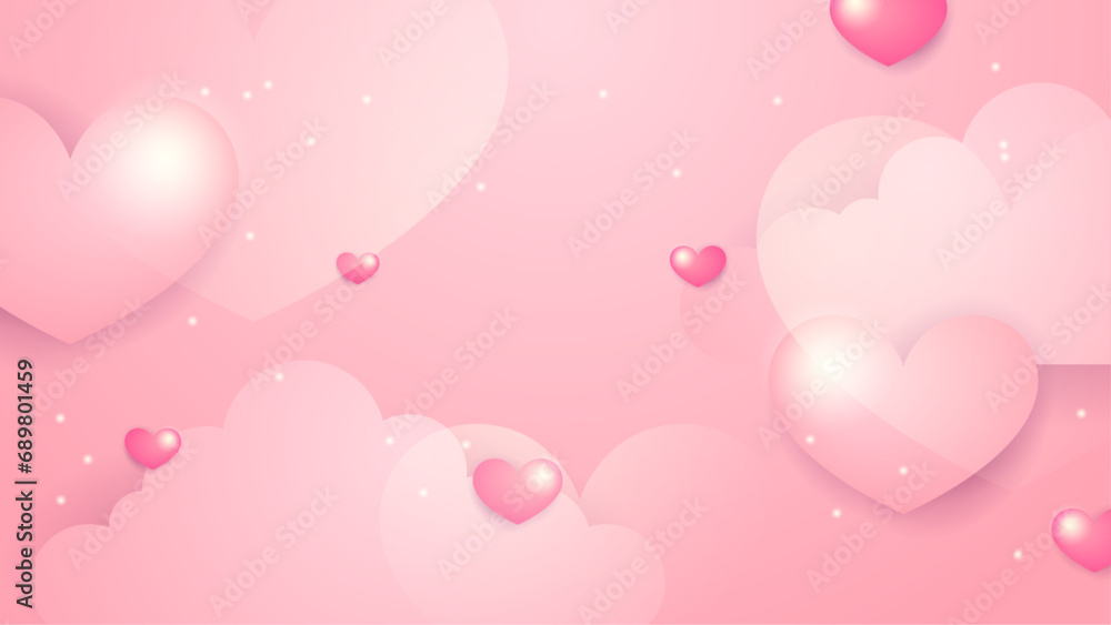 Happy valentine day with creative love composition of the hearts. Vector illustration Pink vector love background with realistic hearts