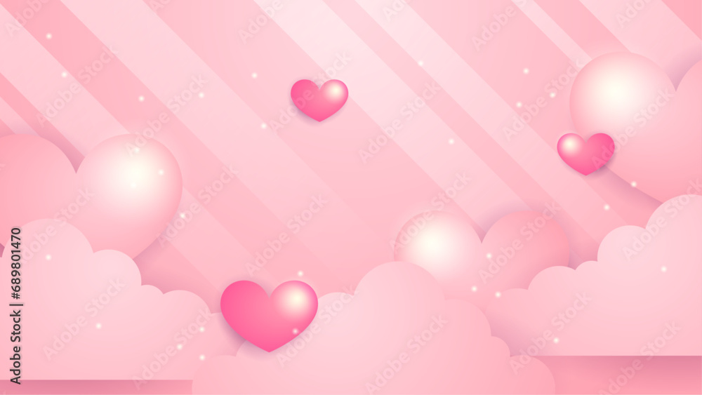 Happy valentine day with creative love composition of the hearts. Vector illustration Pink vector love background with decorate heart