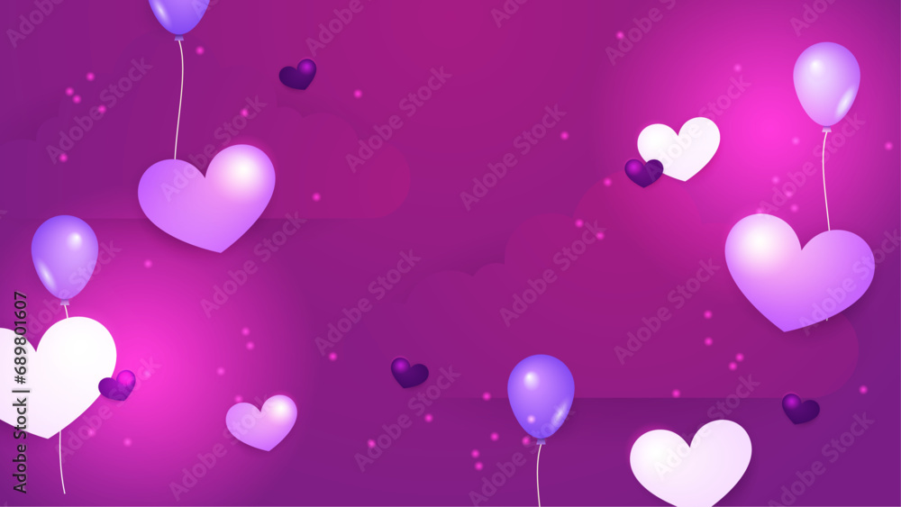 Happy valentine day with creative love composition of the hearts. Vector illustration Purple violet vector love background with decorate heart
