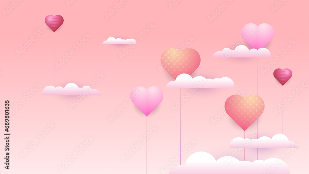 Pink peach and white vector gradient love background Happy Valentine's Day banner for poster, flyer, greeting card, header for website