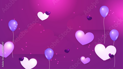 Happy valentine day with creative love composition of the hearts. Vector illustration Purple violet vector heart and love background