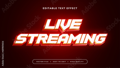 Red and white live streaming 3d editable text effect - font style