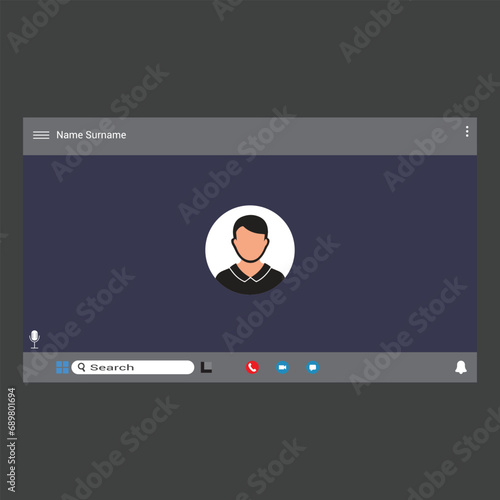 Videocall interface landing page screen set for 4 people.  video call screen icons and UI template, vector overlay. Virtual webinar, meeting, dialogue, conversation, event. 