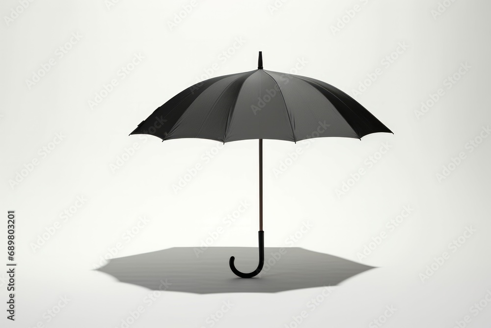 Opened black umbrella isolated on white background