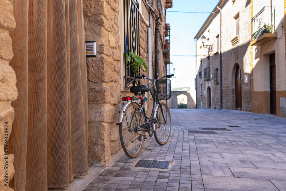Sustainable mobility. Bicycle at the door of a town house. Sustainable mobility. Bicycle at the door of a town house.