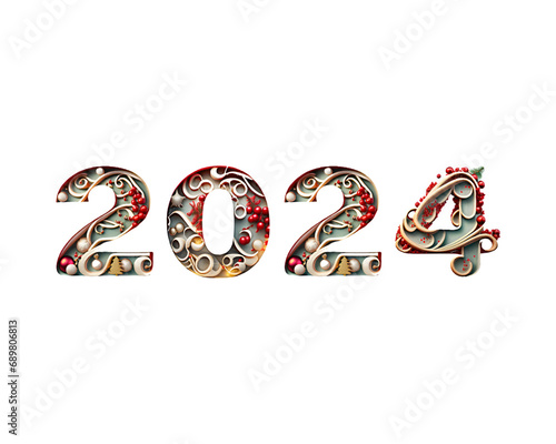 2024 A year of joy text on transparent background, png 