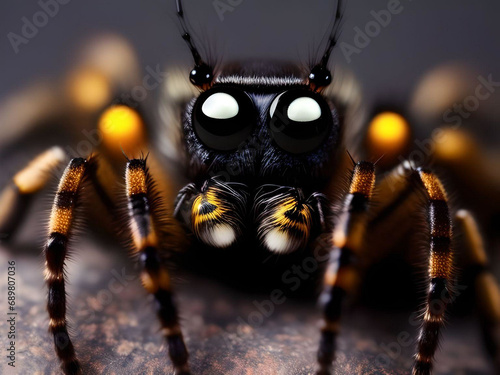 Spider with large eyes and yellow colour