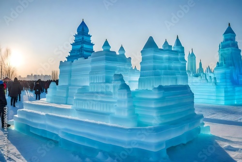 An annual winter celebration, It's the biggest ice and snow festival in the world. photo