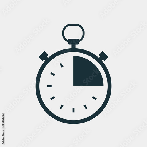 Stopwatch timer 15 seconds or minutes icon. Vector photo