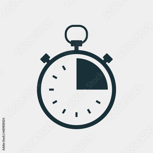 Stopwatch timer 15 seconds or minutes icon. Vector
