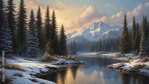 Winter Wonderland: Digital Painting. Snowy Forest: Desktop Wallpaper © alexx_60