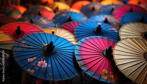 A Group of Colorful Umbrellas Sitting Next to Each Other