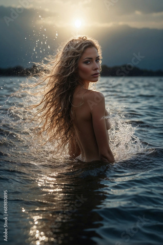 Beauty and Freshness: Female Skin and Body Interacting with Water