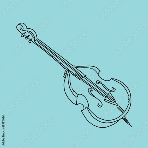 Violin, cello, bass viol set one line art. Continuous line drawing of musical, melody, violin, vintage, retro, symphonic, orchestra, playing, instrument, fiddle, viola, symphony, musician, string.