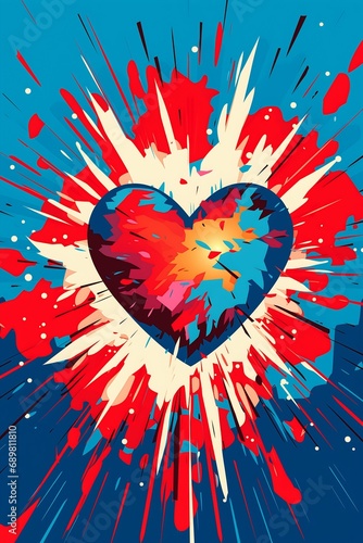 heart splash paint red blue streaming vector illustration vibrant compassionate dating artistic