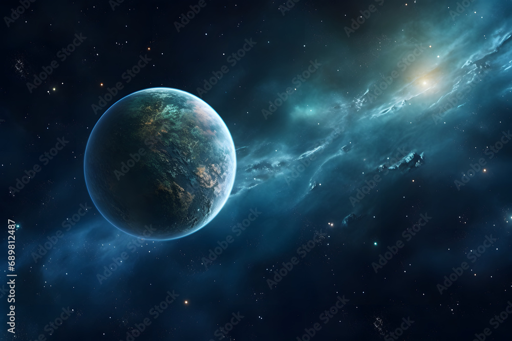 Planet in space background.