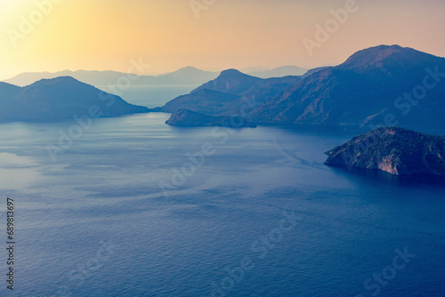 Aerial view of Gemiler Island, Fethiye, Mugla, Turkey. photo