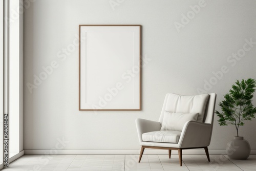 Blank empty picture frame mockup. Artwork in interior design.