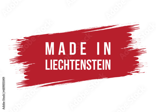Brush style made in Liechtenstein red vector banner illustration isolated on white background