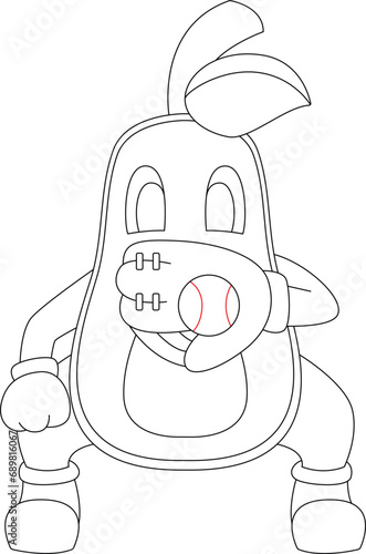 Avocado Baseball Baseball glove Sports Vector Graphic Art Illustration