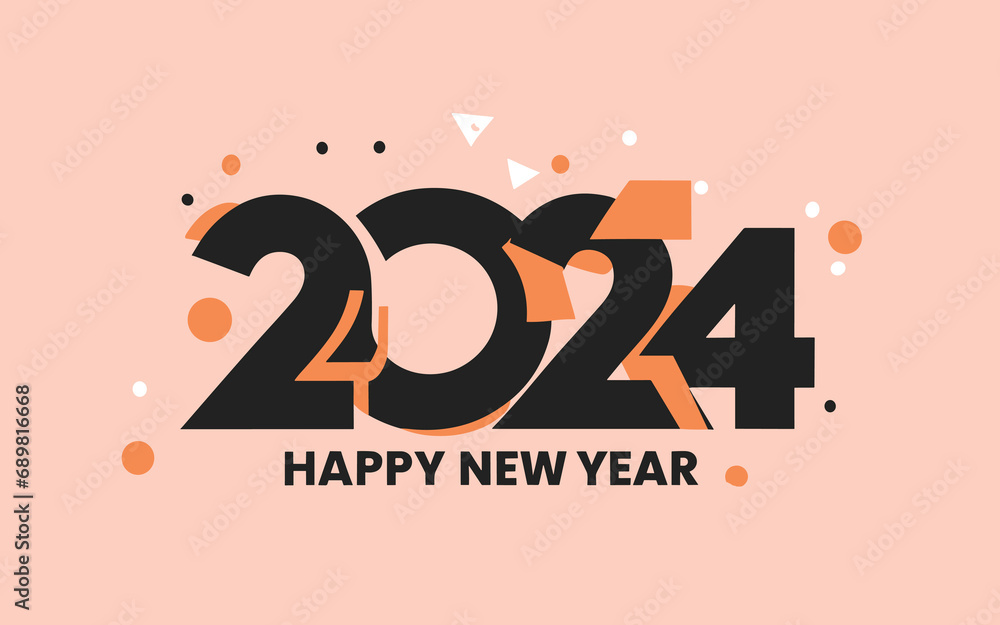 Obraz premium card, 2024 New Year Banner, 2024 New Year Design, Happy New Year Design, Vector, illustration design, vector design