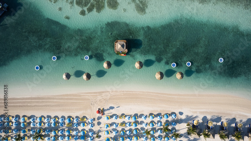 Aerial view of the floating bar at CocoCay, the Bahamas. photo