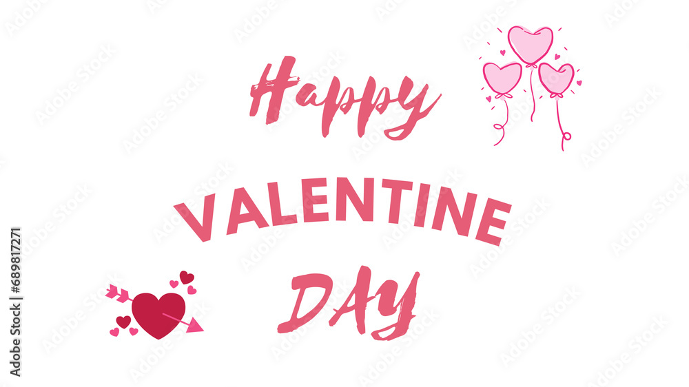Happy valentine's day. Typography. Transparent background. Resource in png.
