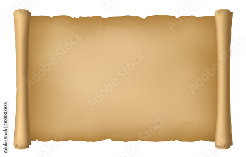 Vector Isolated Old Aged Unrolled Paper Scroll
