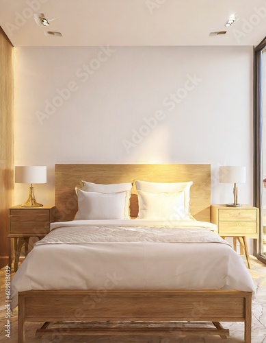 Wallpaper Mural clean and cosy interior beautiful design ideas concept contemporary ideas design element room mockup template showcase backdrop bedroom with daylight cosy interior background Torontodigital.ca