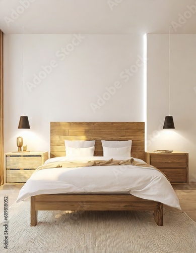 Wallpaper Mural clean and cosy interior beautiful design ideas concept contemporary ideas design element room mockup template showcase backdrop bedroom with daylight cosy interior background Torontodigital.ca