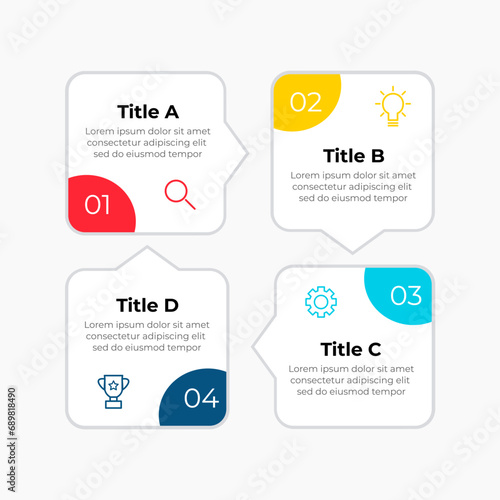 Infographic design template. Creative concept with 4 steps. Can be used for workflow layout, diagram, banner, webdesign. Vector illustration