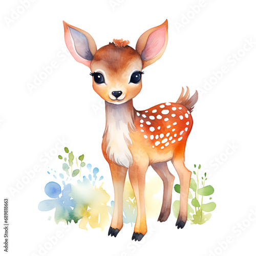 cute whimsical watercolor deer © Fruzsina