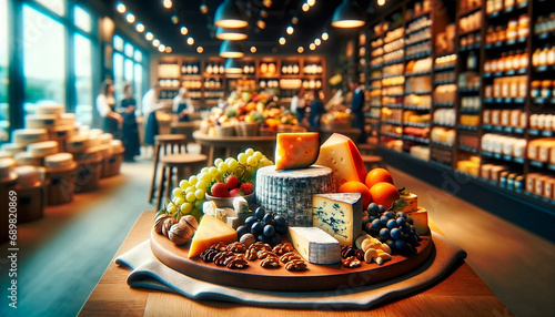 Gourmet Journey: An Artisan Cheese Platter Awaits in a Specialty Cheese Shop