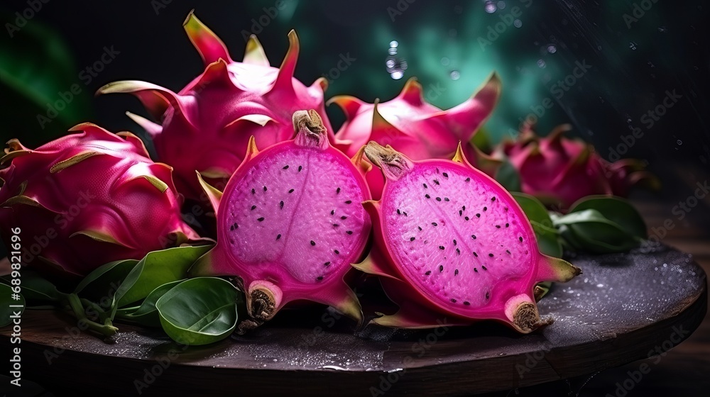The composition of a tasty dragon fruit that is exotic The composition of a tasty dragon fruit that is exotic