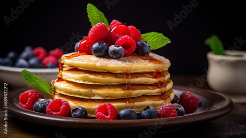 A pancake that has fruit toppings.