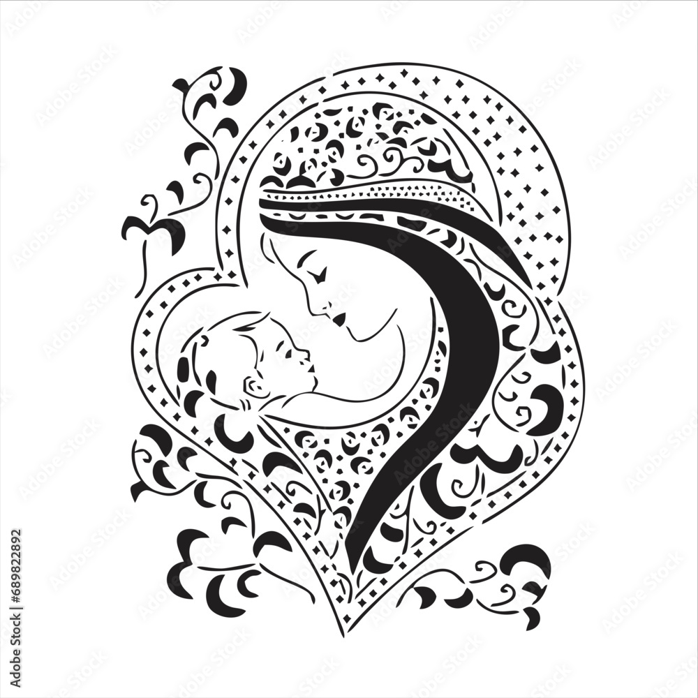 illustration of a tattoo of a heart - MOTHER OF GOD illustration of a tattoo of a heart - MOTHER OF GOD