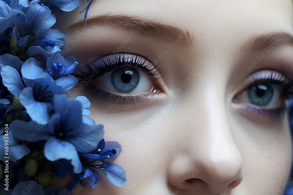 Sapphire gaze, floral embrace Sapphire gaze, floral embrace
