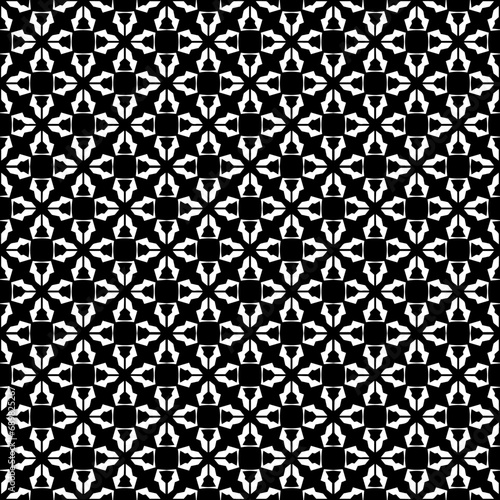 Black and white seamless abstract pattern. Background and backdrop. Grayscale ornamental design. Mosaic ornaments. Vector graphic illustration. EPS10.