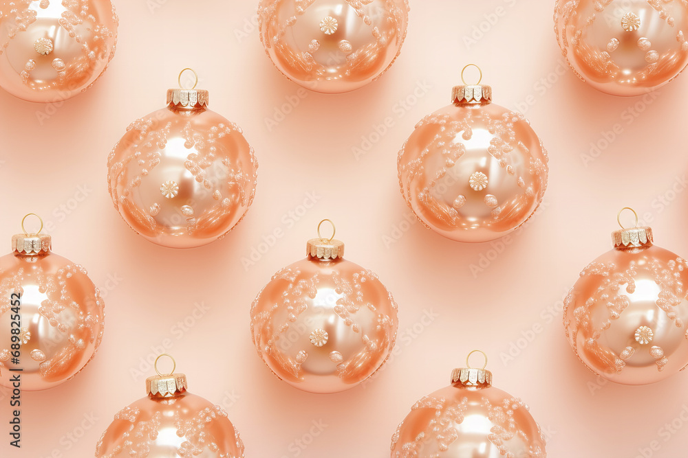 retro glass Christmas baubles pattern in a color of the year 2024 peach fuzz retro glass Christmas baubles pattern in a color of the year 2024 peach fuzz