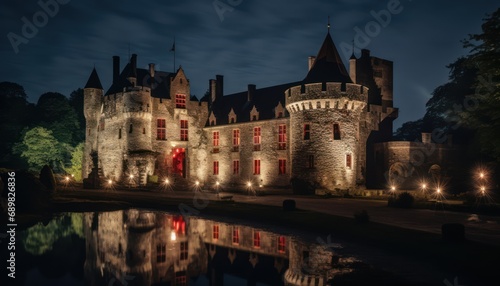 Castle Illuminated at Night by a Tranquil Water © Anna
